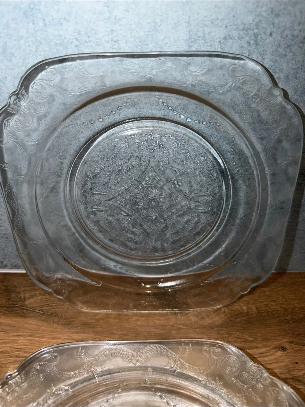 Vintage Federal Glass Madrid Embossed Glass plates - set of four-